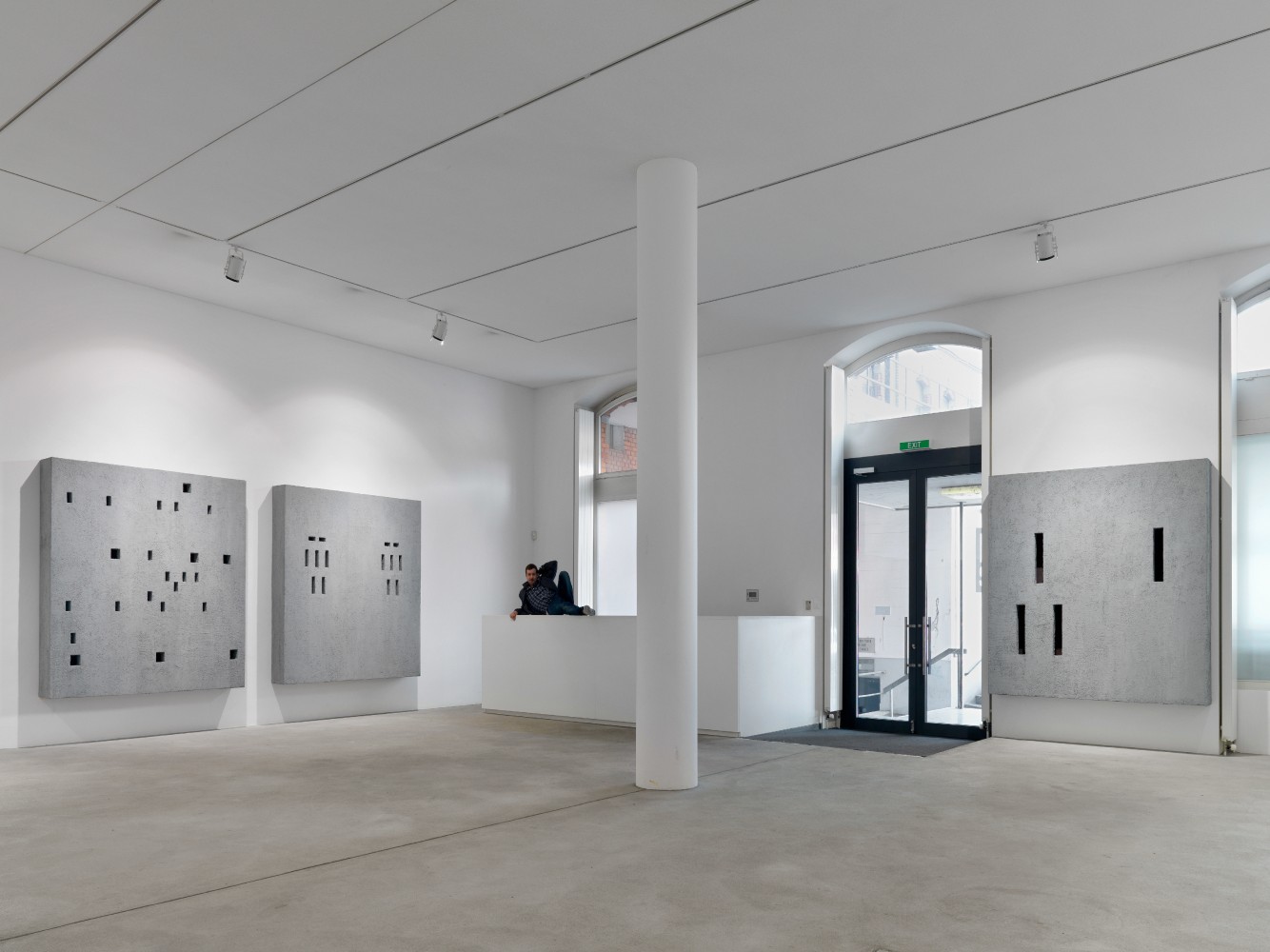 Installation view of wall works by Valentin Carron