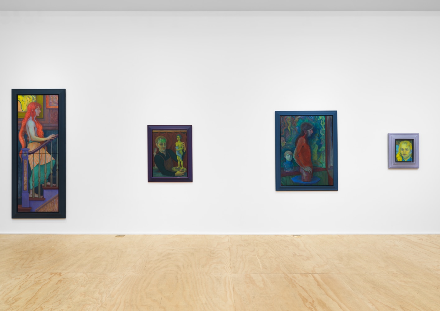 Installation view of Steven Shearer paintings and drawings exhibition