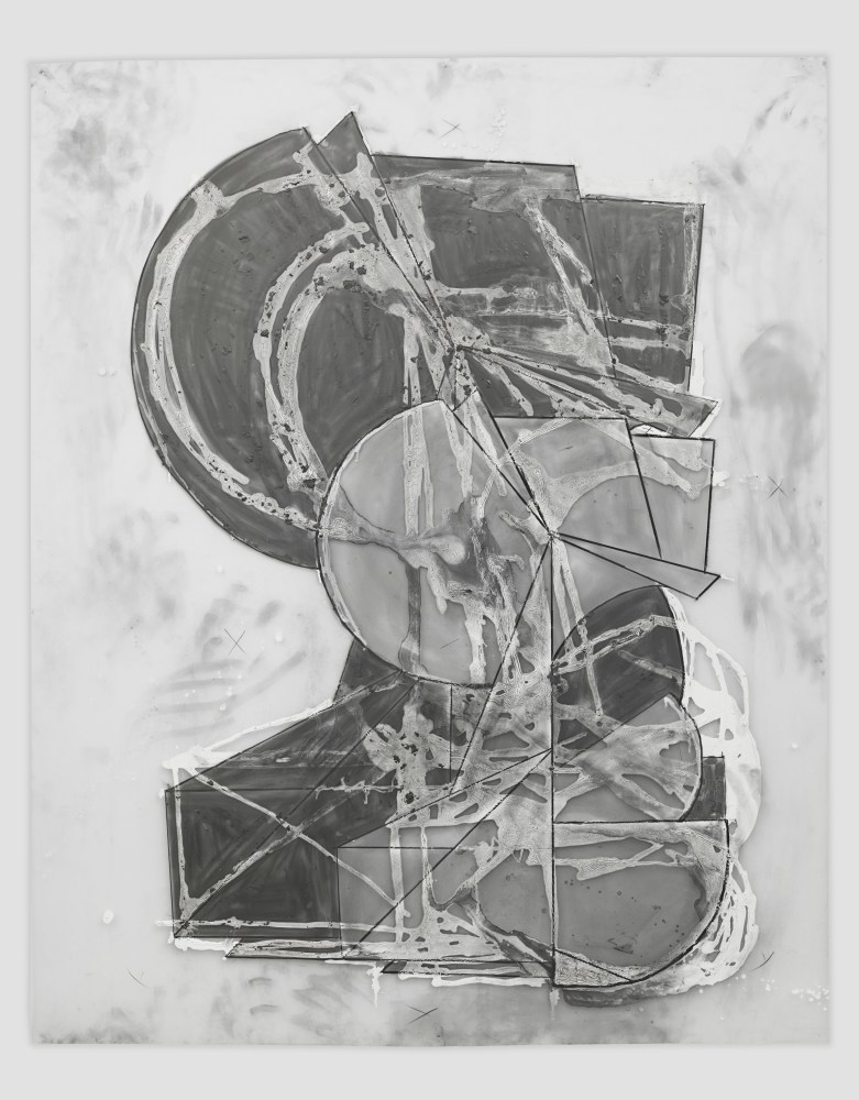 Drawing by Wyatt Kahn Untitled 2019 Graphite and correction fluid on frosted mylar Sheet 151 x 112 cm / 59 1/2 x 44 in Frame 159 x 125 x 4.5 cm / 62 1/2 x 49 1/4 x 1 3/4 in