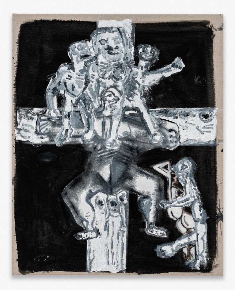 UNTITLED (CRUCIFIXION) 2020 Mixed media on canvas 114.5 x 92.5 x 3 cm / 45 1/8 x 36 3/8 x 1 1/8 in