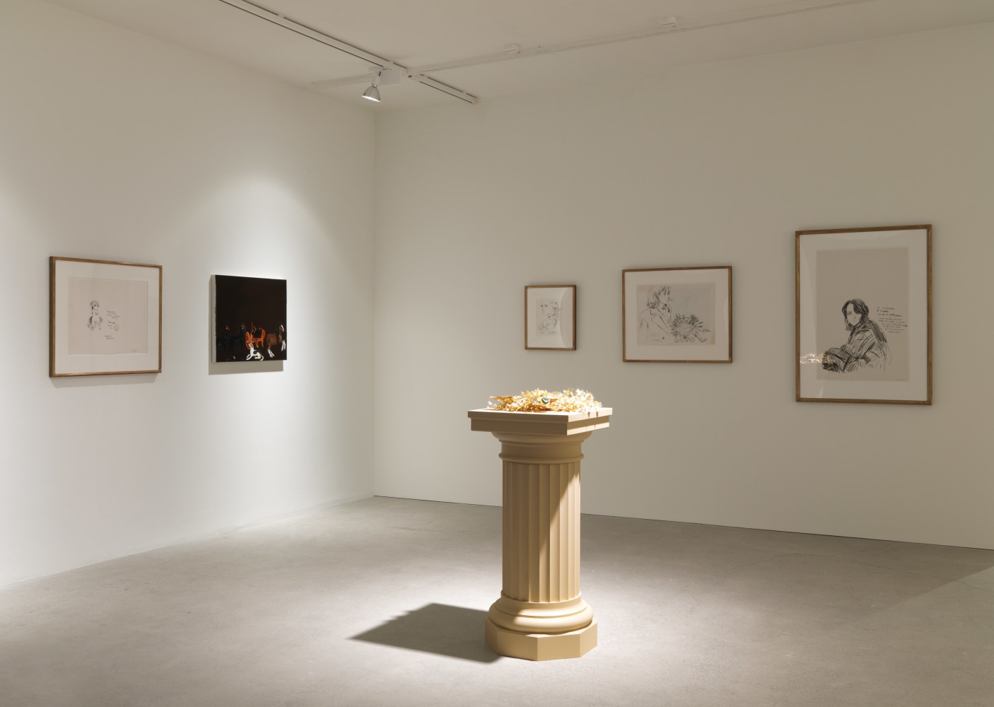 Installation view of Karen Kilimnik painting, photography, and installation exhibition