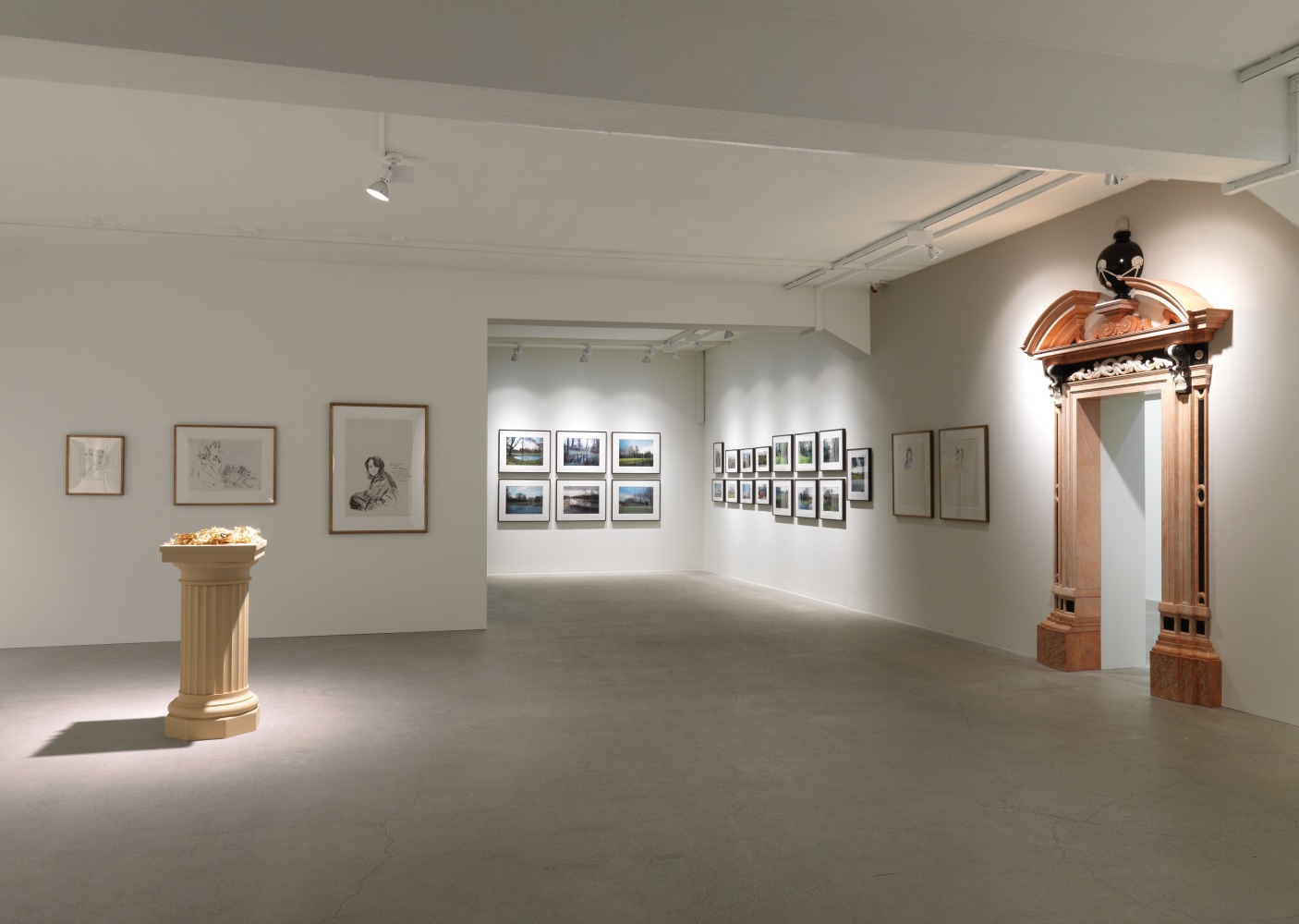 Installation view of Karen Kilimnik painting, photography, and installation exhibition