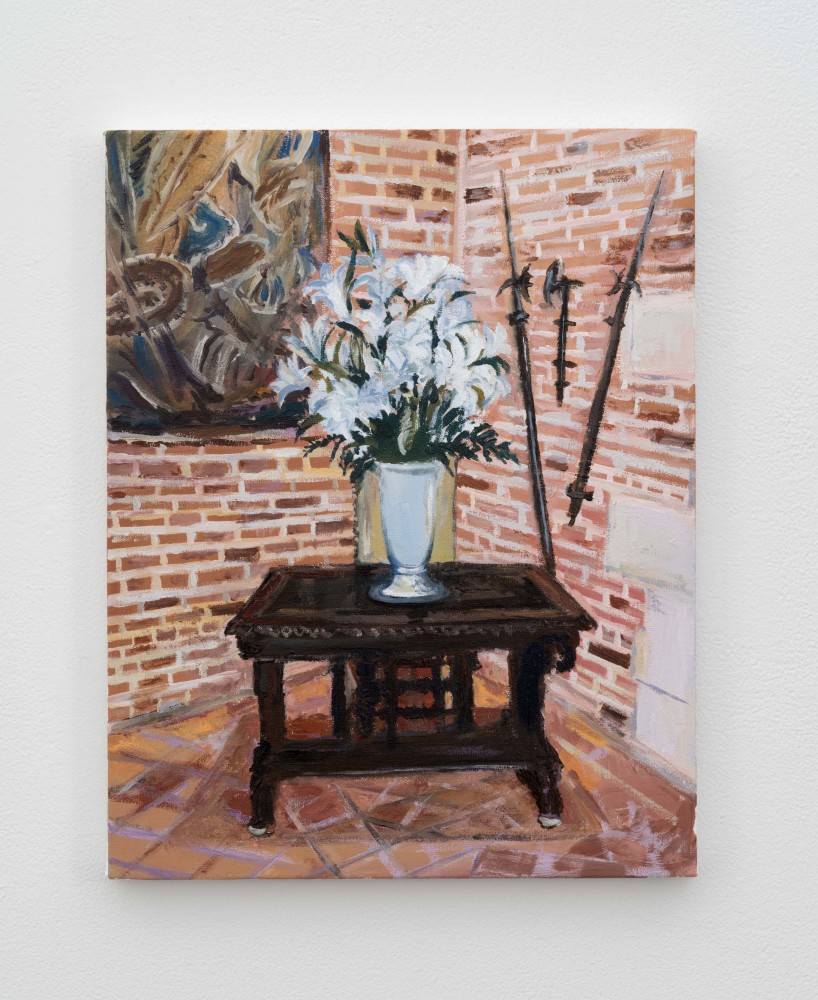 the Spanish inquisition at Leonardo DaVinci&amp;#39;s home

2016

Water soluble oil color on canvas

35.5 x 28 cm / 14 x 11 in

&amp;copy; Karen Kilimnik