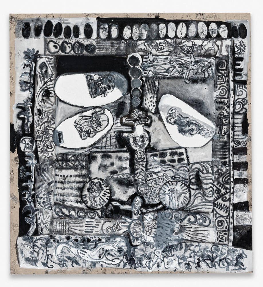 JESUS IS A WOMAN (LOVERS BREAKING THE EGG) 2018 Acrylic and oil on canvas 215 x 200 x 4 cm / 84 5/8 x 78 3/4 x 1 5/8 in