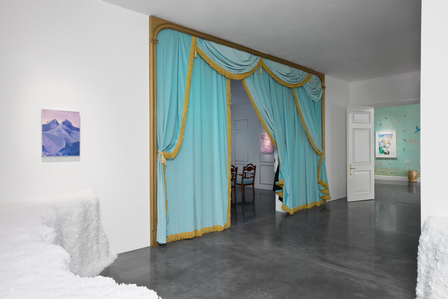 Installation view of works by Karen Kilimnik