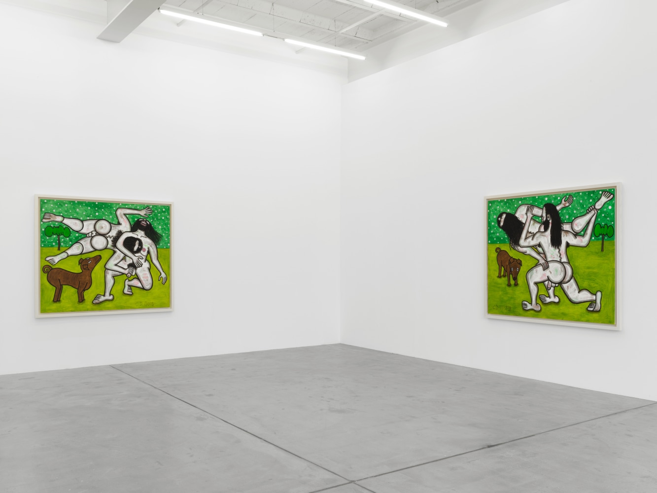 Installation view of Carroll Dunham painting exhibition