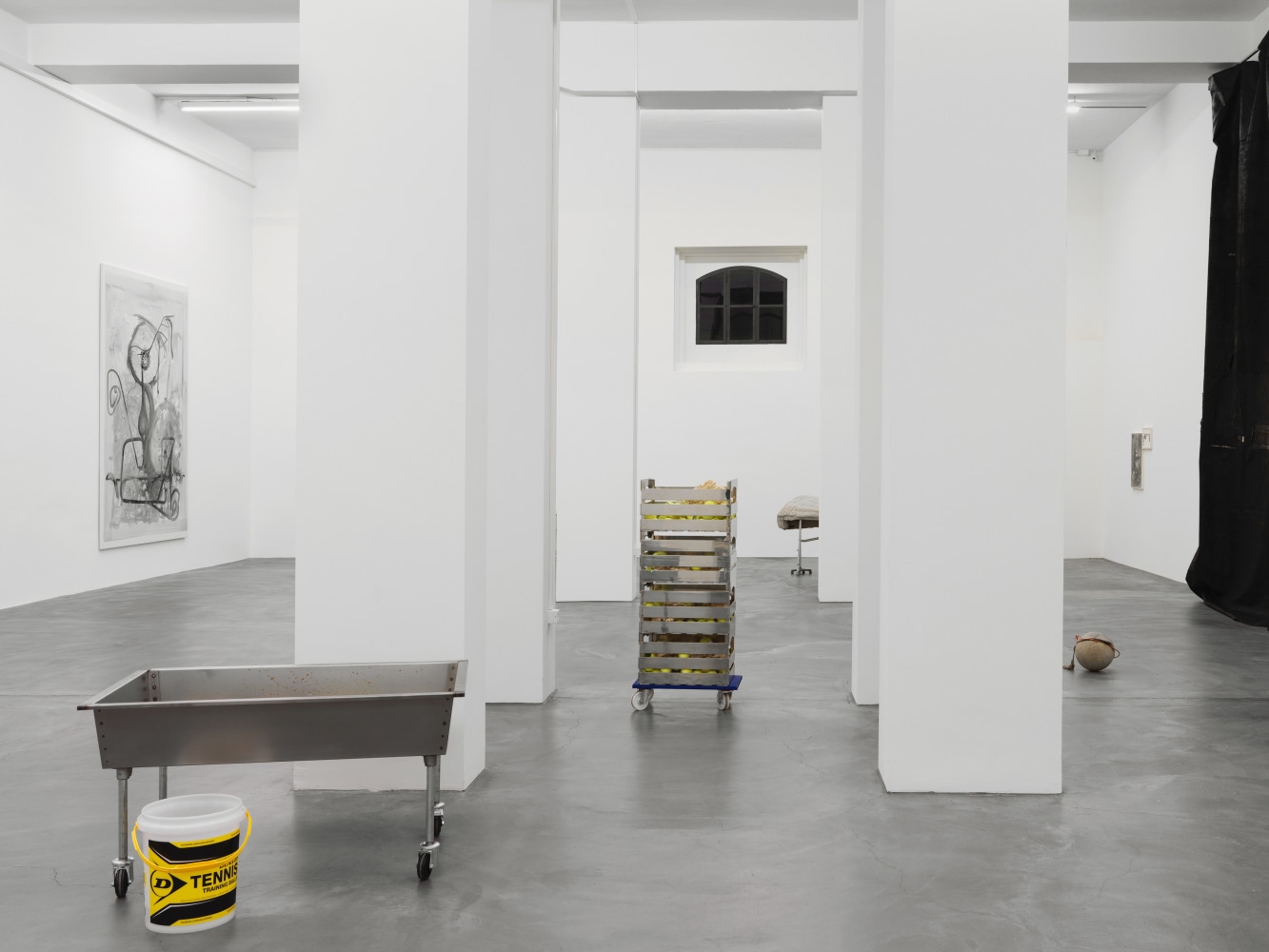 Installation view of paintings and sculptures group exhibition