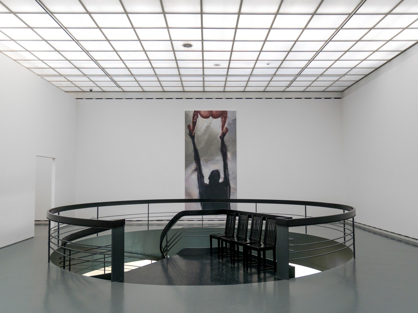 Installation view of Louisa Gagliardi paintings and scultptures