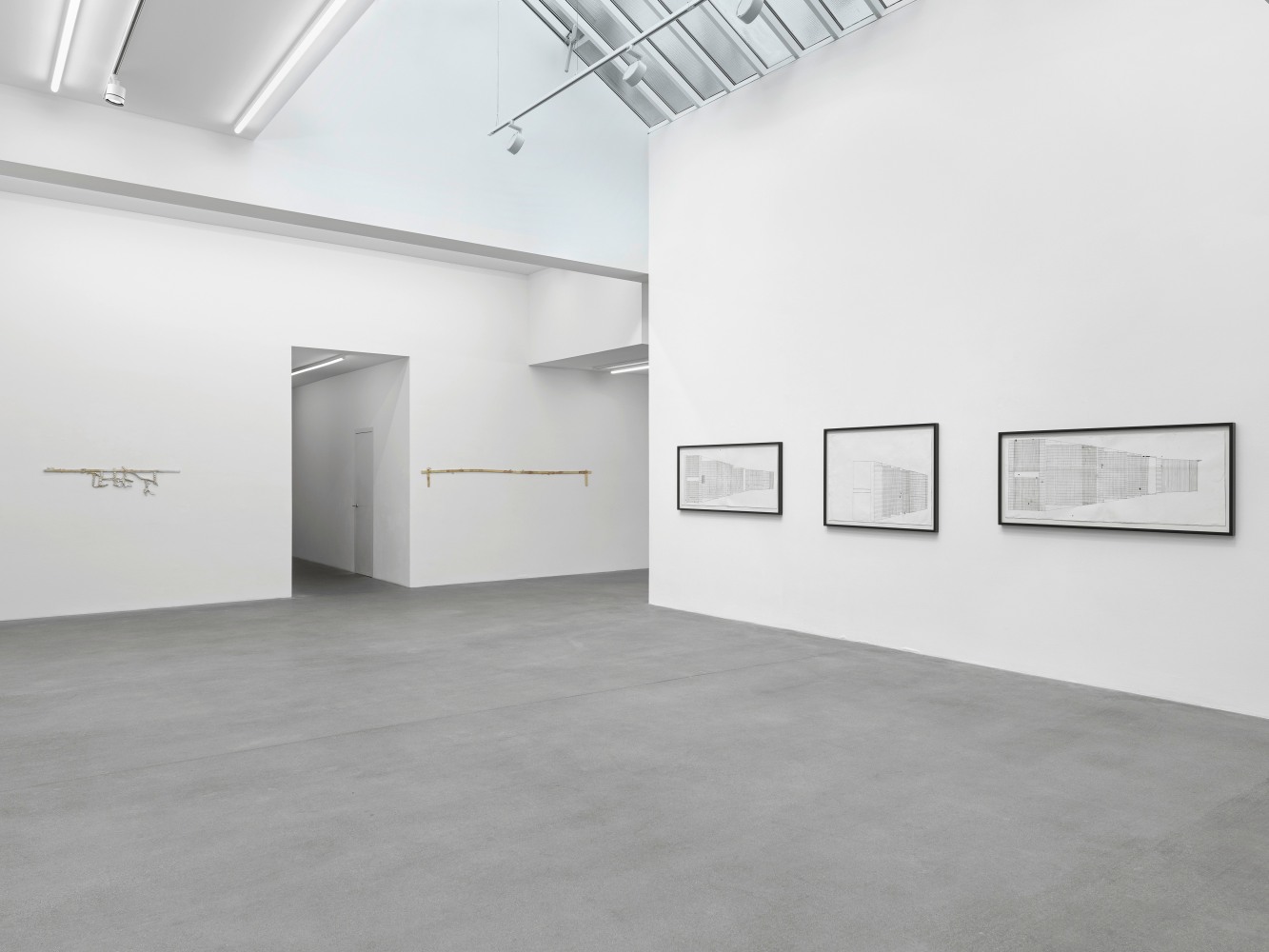 Installation view, Matias Faldbakken, Abstracts and Pewter Abstracts, Galerie Eva Presenhuber, Waldmannstrasse, Zurich, 2025