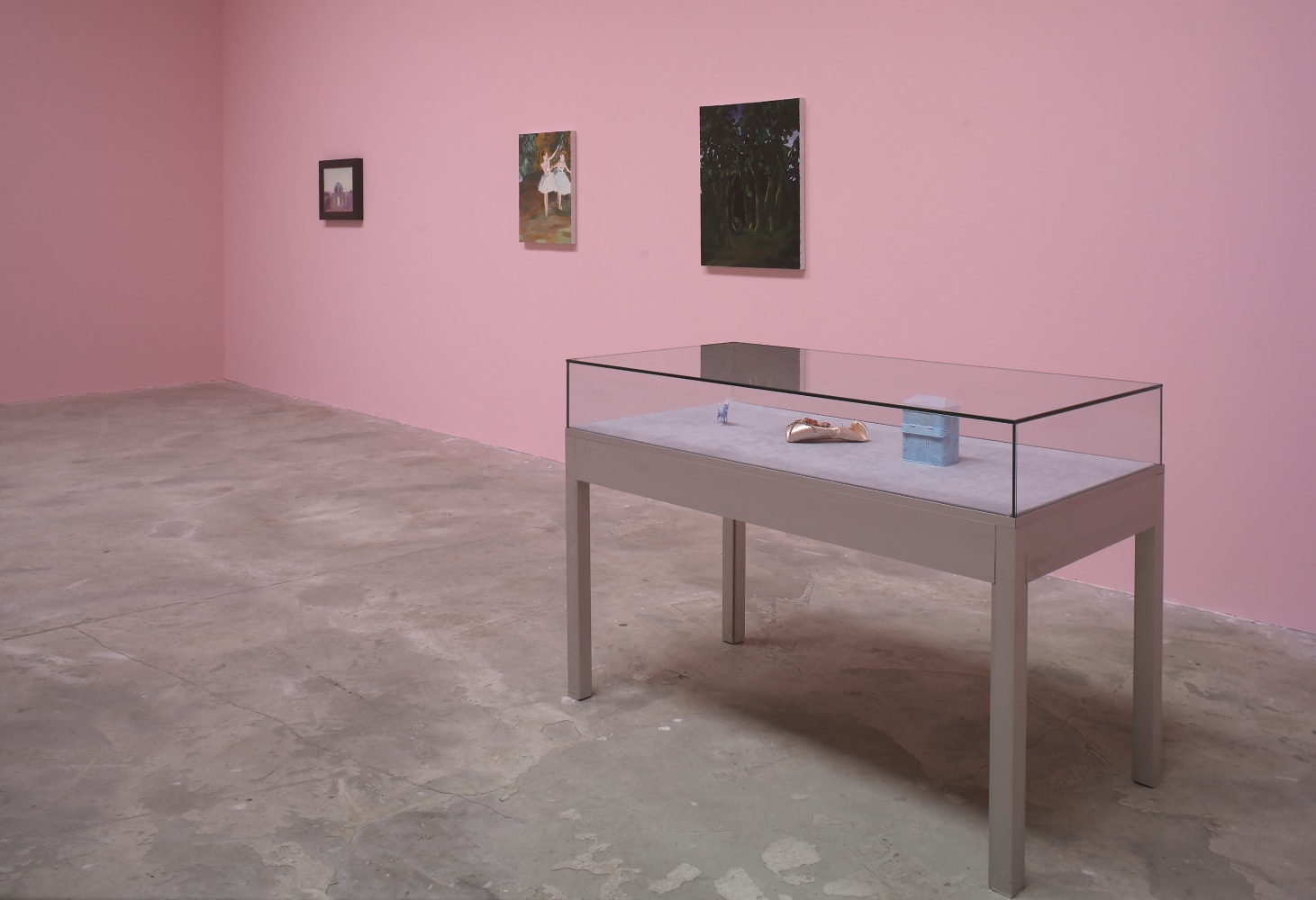Installation view of works by Karen Kilimnik