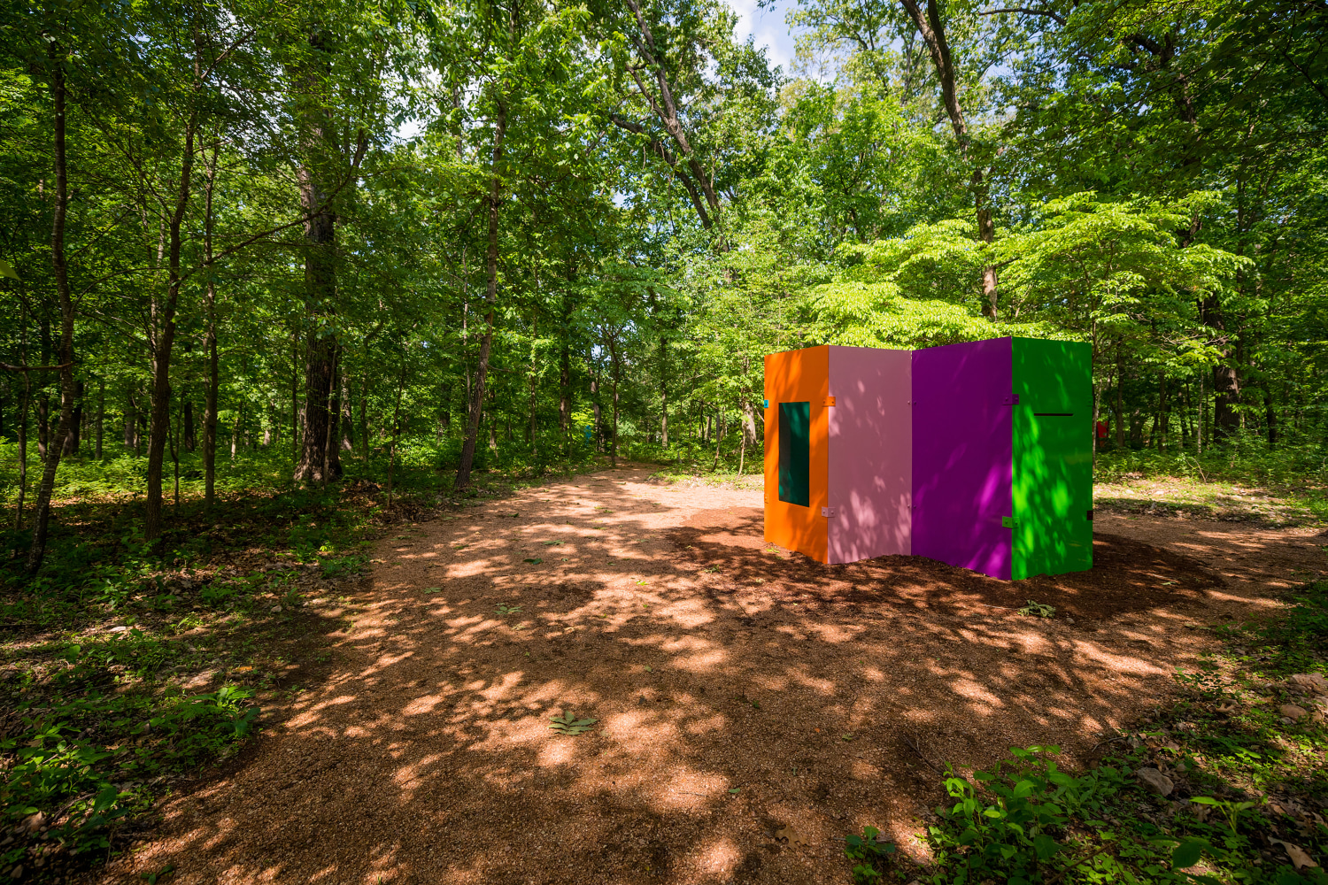 Installation view of sculpture by Sam Falls