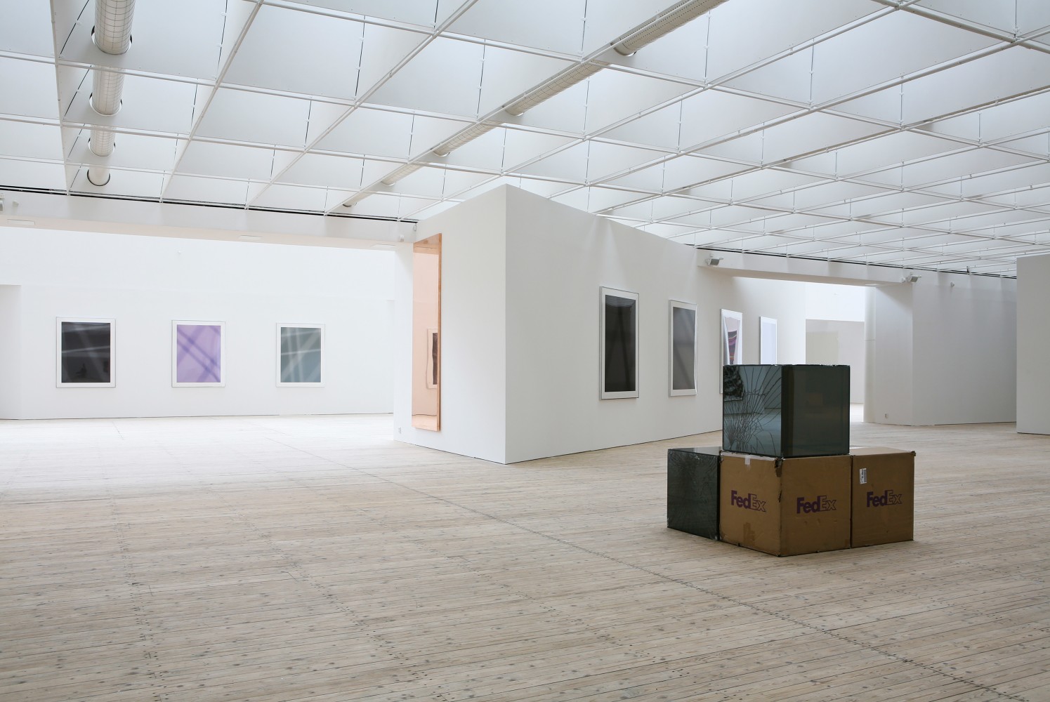 Installation view of works by Walead Beshty