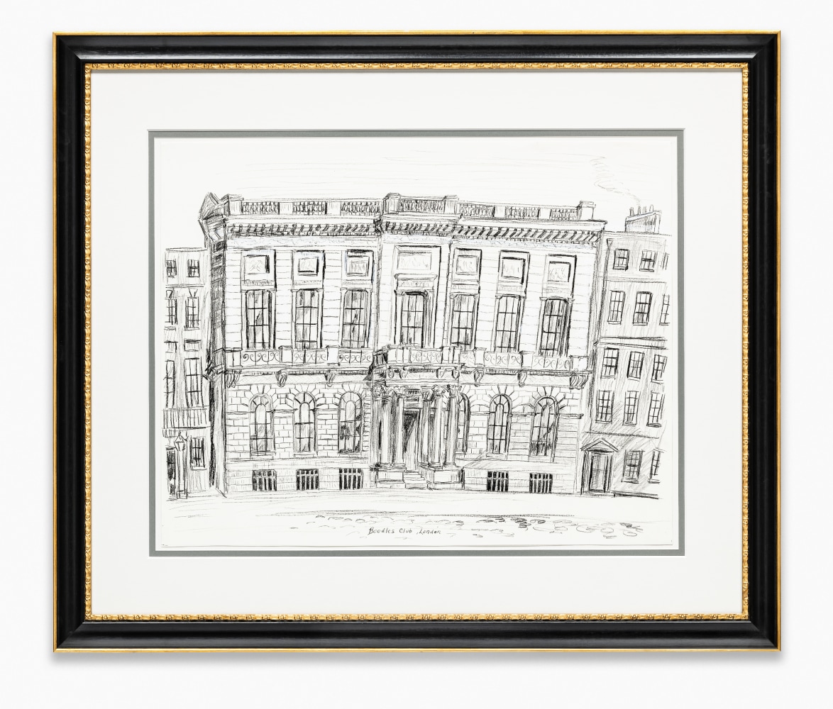 drawing of club in London by Karen Kilimnik