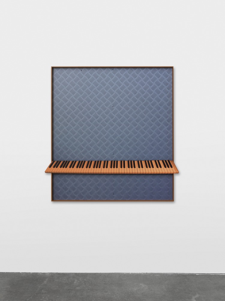 Valentin Carron Steel and Piano 2017 MDF, inkjet print on adhesive paper, acrylic enamel paint 132 x 132 x 7 cm / 52 x 52 x 2 3/4 in