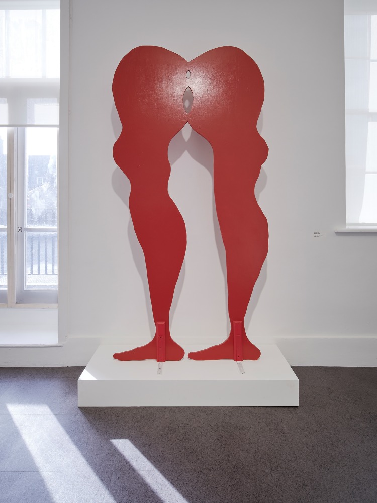 Installation view of sculpture by Tschabalala Self