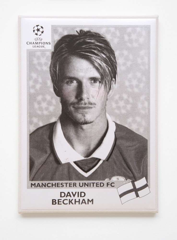wall work with photography of David Beckham by Sarah Ortmeyer