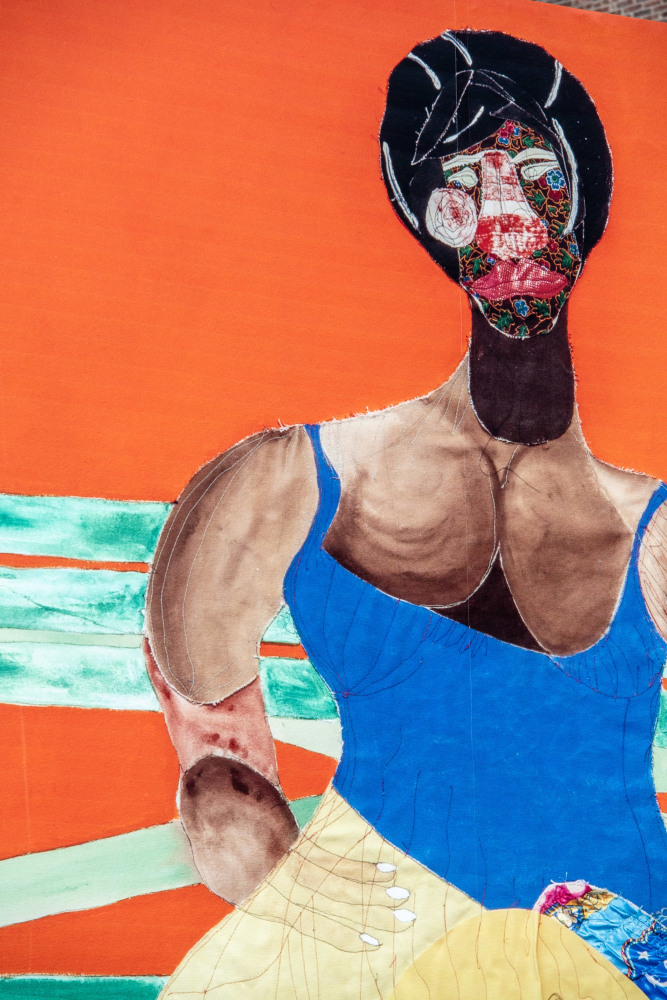 Installation view, Tschabalala Self, Loosie in the Park, Highline Billboard, New York, 2024