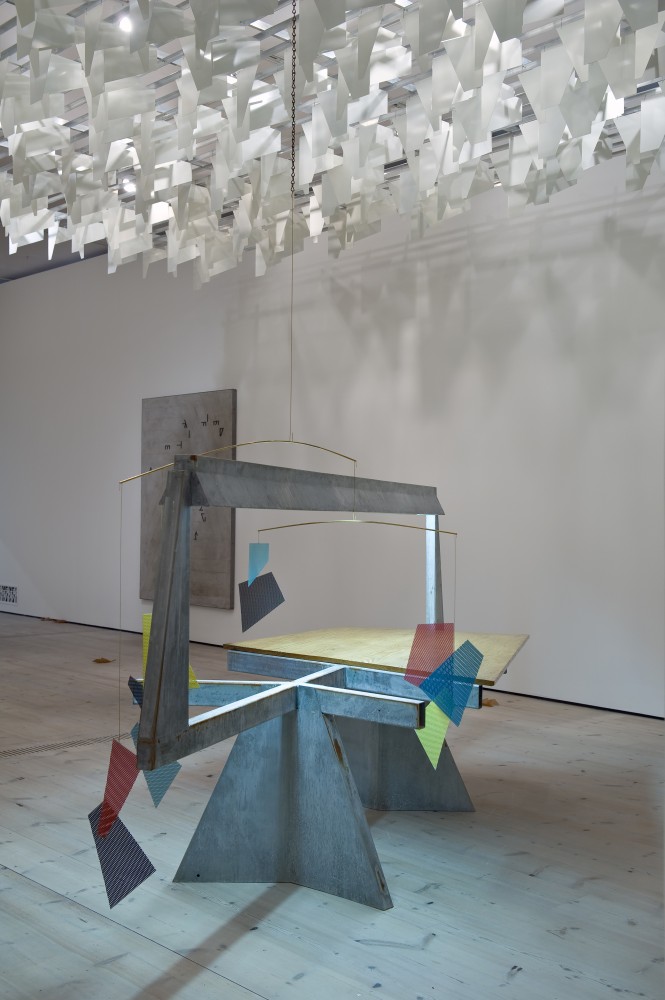 Installation view of sculptures by Martin Boyce