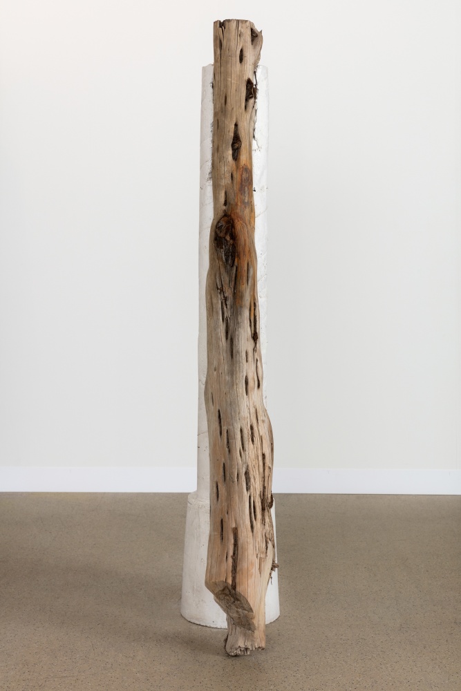 Indoor view of sculpture by Oscar Tuazon