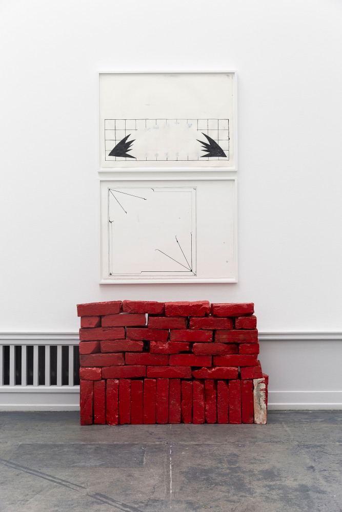 Installation view of sculptures by Matias Faldbakken