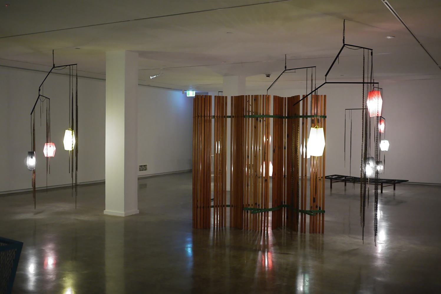 Installation view of sculptures by Martin Boyce