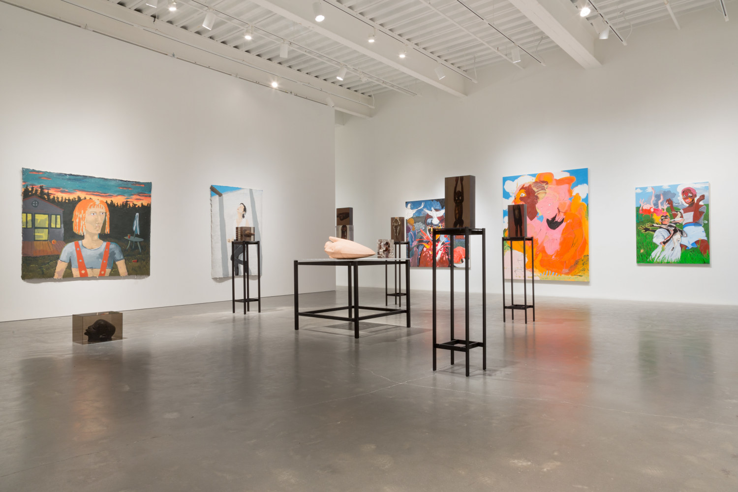 Installation view of sculptures by Matthew Angelo Harrison and works by other artists