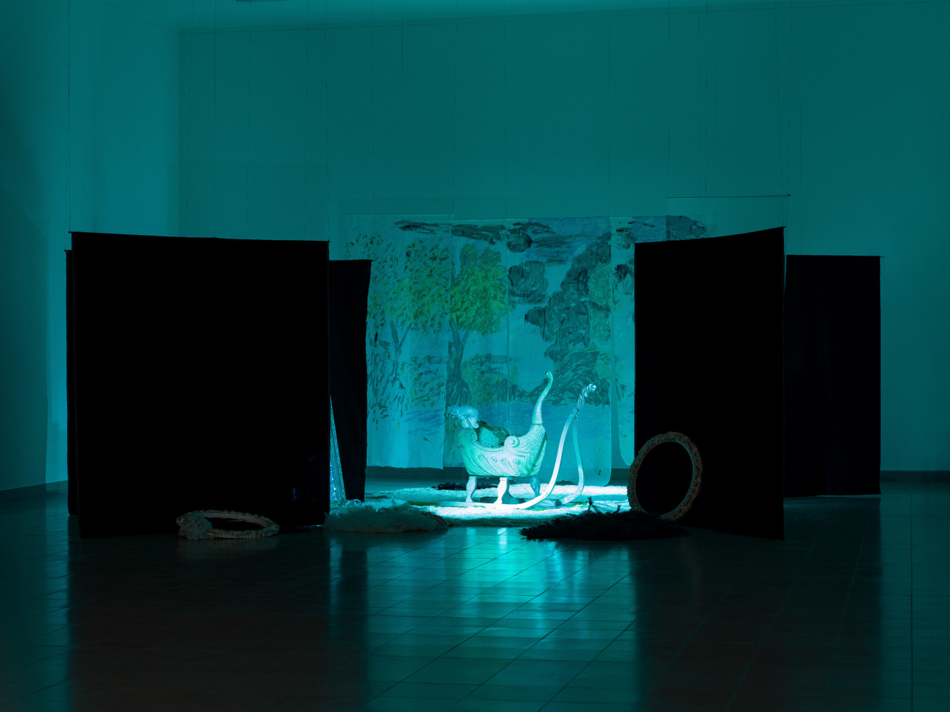 Installation view, Karen Kilimnik, Swan Lake, Kunsthaus Glarus, Glarus, 2023