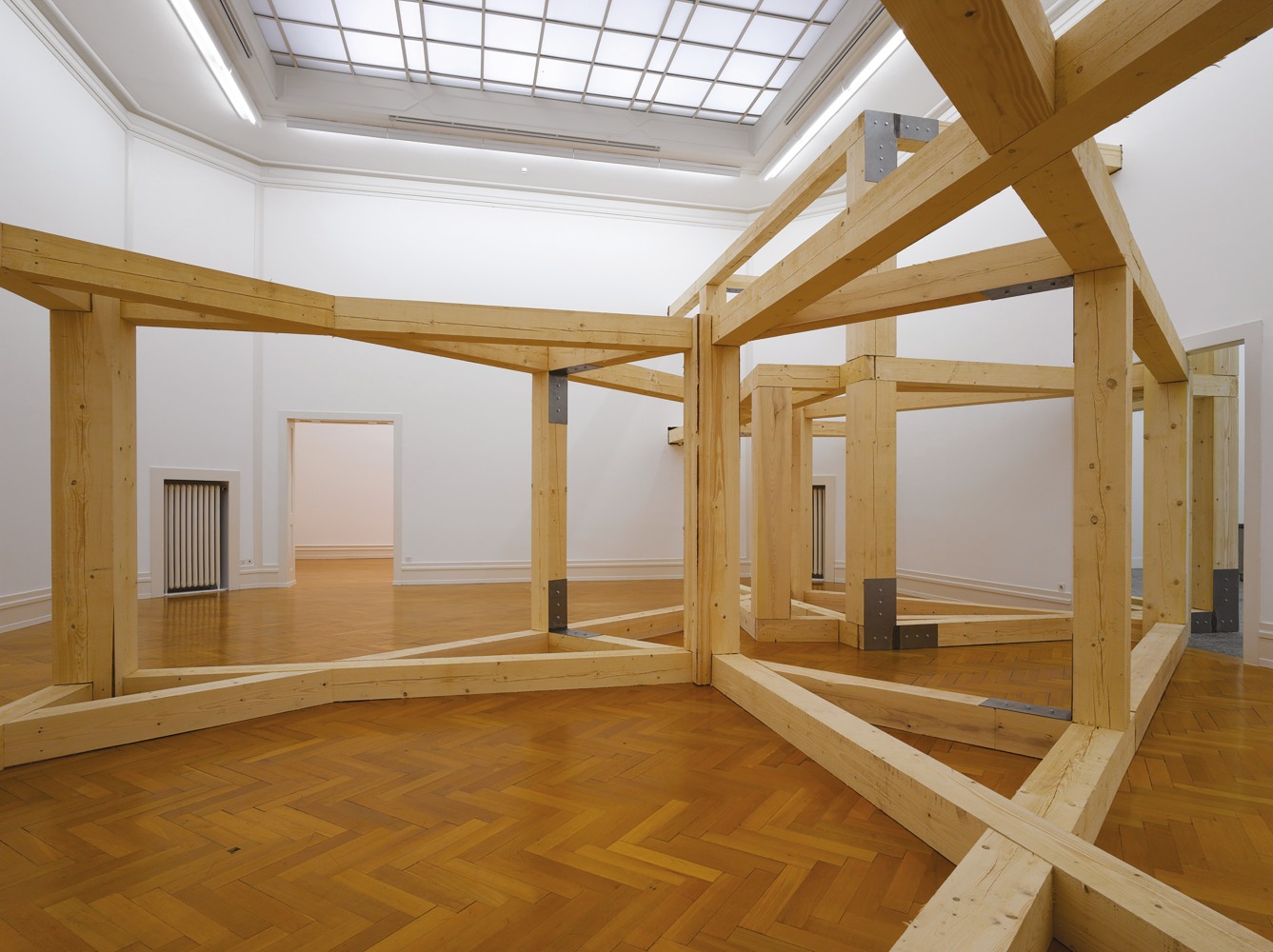 Installation view of sculpture by Oscar Tuazon