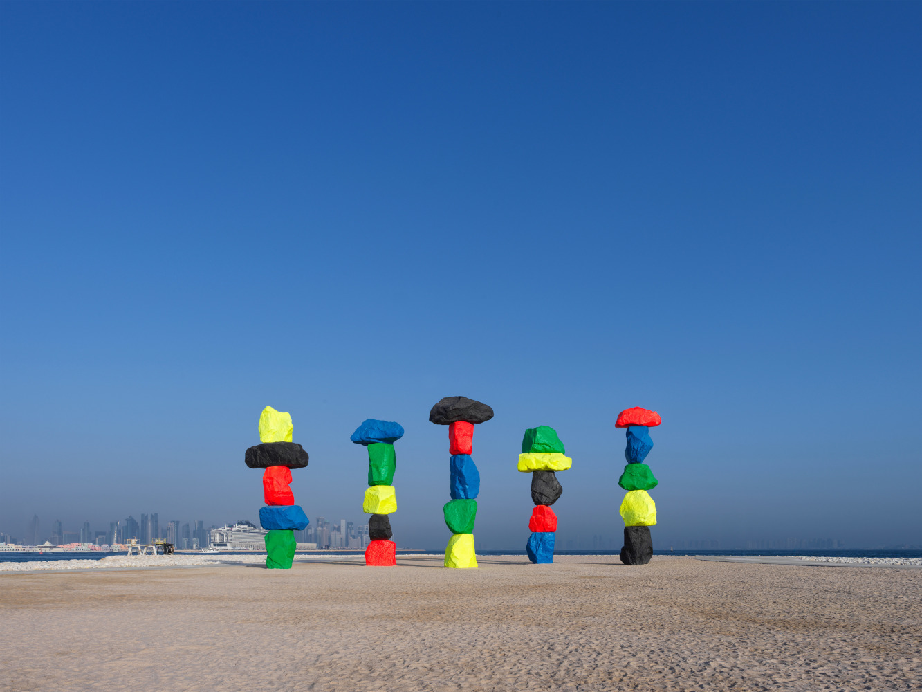 Installation view, Ugo Rondinone, Doha Mountains, Qatar Museum, Doha, Qatar, 2022