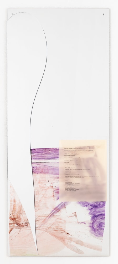 Raque Ford
That&amp;#39;s where I make a little space for you, 2022
acrylic paint on mylar and acrylic sheet
44 x 18 x 3/8 ins.
111.8 x 45.7 x 1 cm