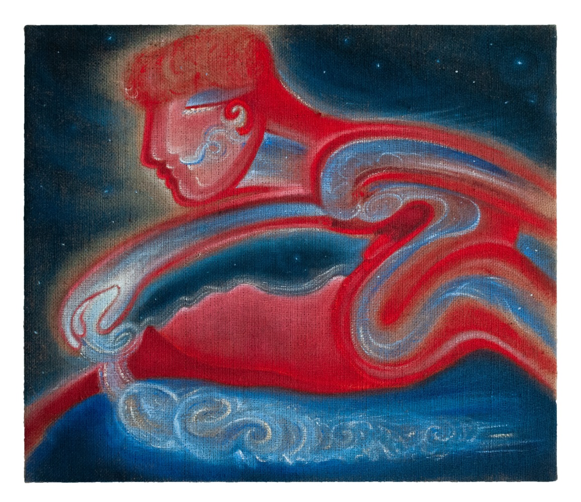 Daniel Correa Mej&amp;iacute;a
El viaje del agua, 2023
oil on jute
21 5/8 x 25 5/8 ins.
55 x 65 cm