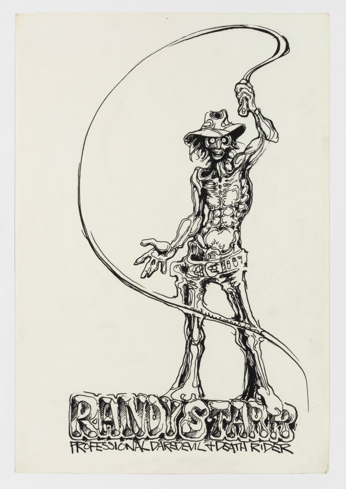 Martin Wong
Randy Starr - Professional Daredevil + Death Rider, c. 1970
ink on paper
12 x 9 ins.
30.5 x 22.9 cm