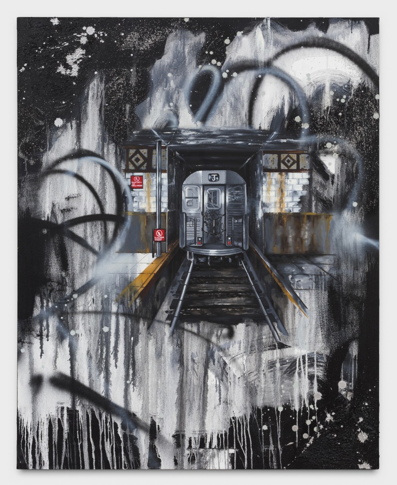 Christopher &amp;quot;Daze&amp;quot; Ellis
Chambers Street, 2018
oil, spray paint, acrylic, glitter, pumice on canvas
50 x 40 ins.
127 x 101.6 cm
