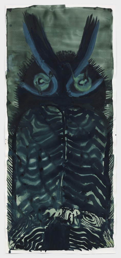 Allison Schulnik
Owl #9 (Yellow Eyes), 2022
gouache on paper
96 x 42 ins.
243.8 x 106.7 cm