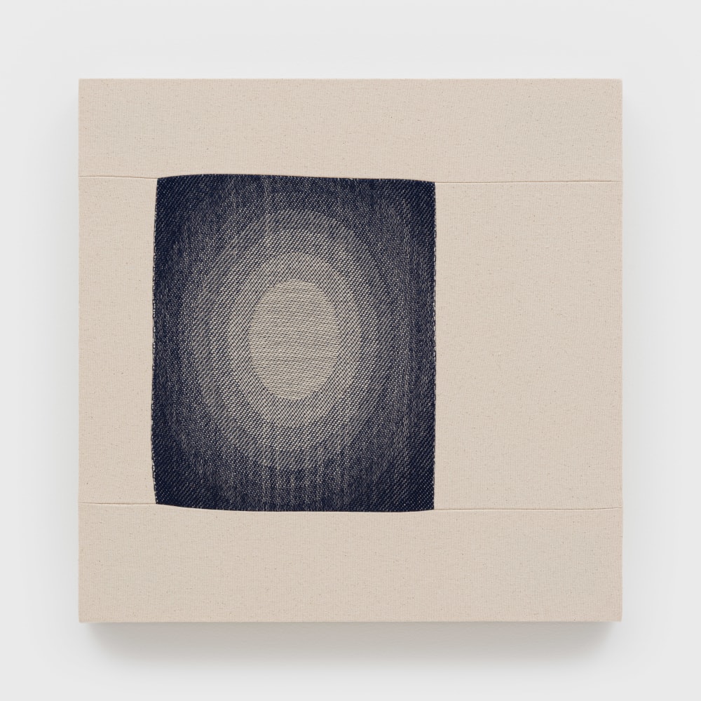 Jovencio de la Paz
Some Circles (NY) Indigo 2, 2025
handwoven jacquard textiles and cotton
20 1/8 x 20 1/8 x 1 3/4 ins.
51.1 x 51.1 x 4.4 cm