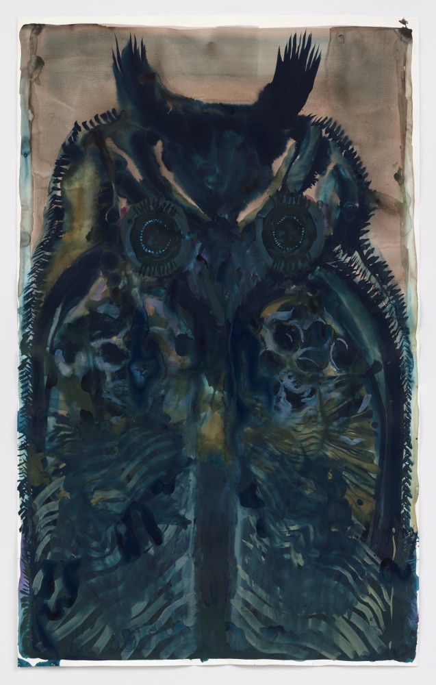 Allison Schulnik
Owl #6, 2022
gouache on paper
69 1/2 x 42 ins.
176.5 x 106.7 cm