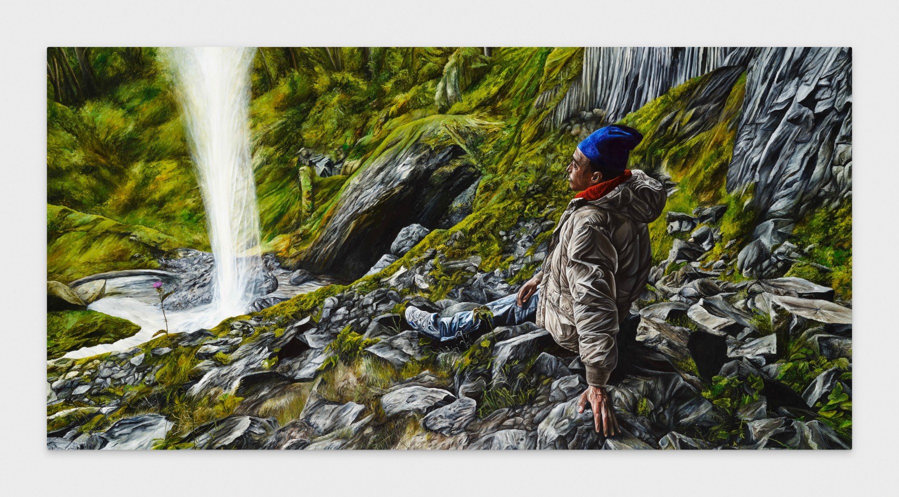 Srijon Chowdhury
Justin at Latourell Falls, 2024
oil on linen
48 x 96 ins.
121.9 x 243.8 cm