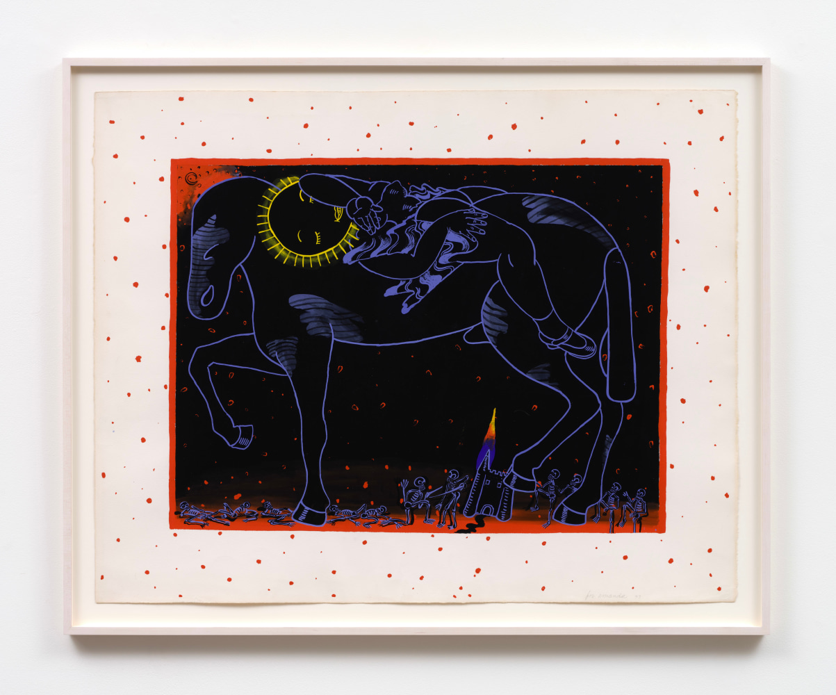 Judith Linhares
Overcoming the Forces of Evil, 1977
signed and dated, recto
gouache on Paper
32 x 40 ins.
81.3 x 101.6 cm