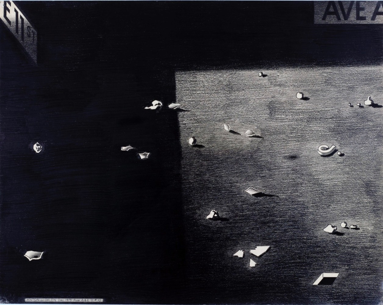 Anton van Dalen
Street Debris, In and Out of Shadow, 1975
graphite on paper
23 x 29 in.
58.42 x 73.66 cm