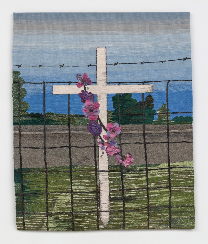 Erin M. Riley
Highway Memorial 9, 2018
wool and cotton tapestry
58 x 48 ins.
147.3 x 121.9 cm