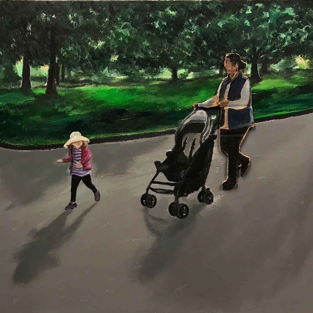 Ramiro Gomez, A Little Girl Chasing Her Shadow, With Her Nanny Close Behind, 2017