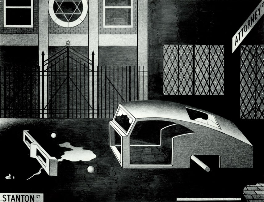 Anton van Dalen, Night Synagogue and Stripped Car, 1976