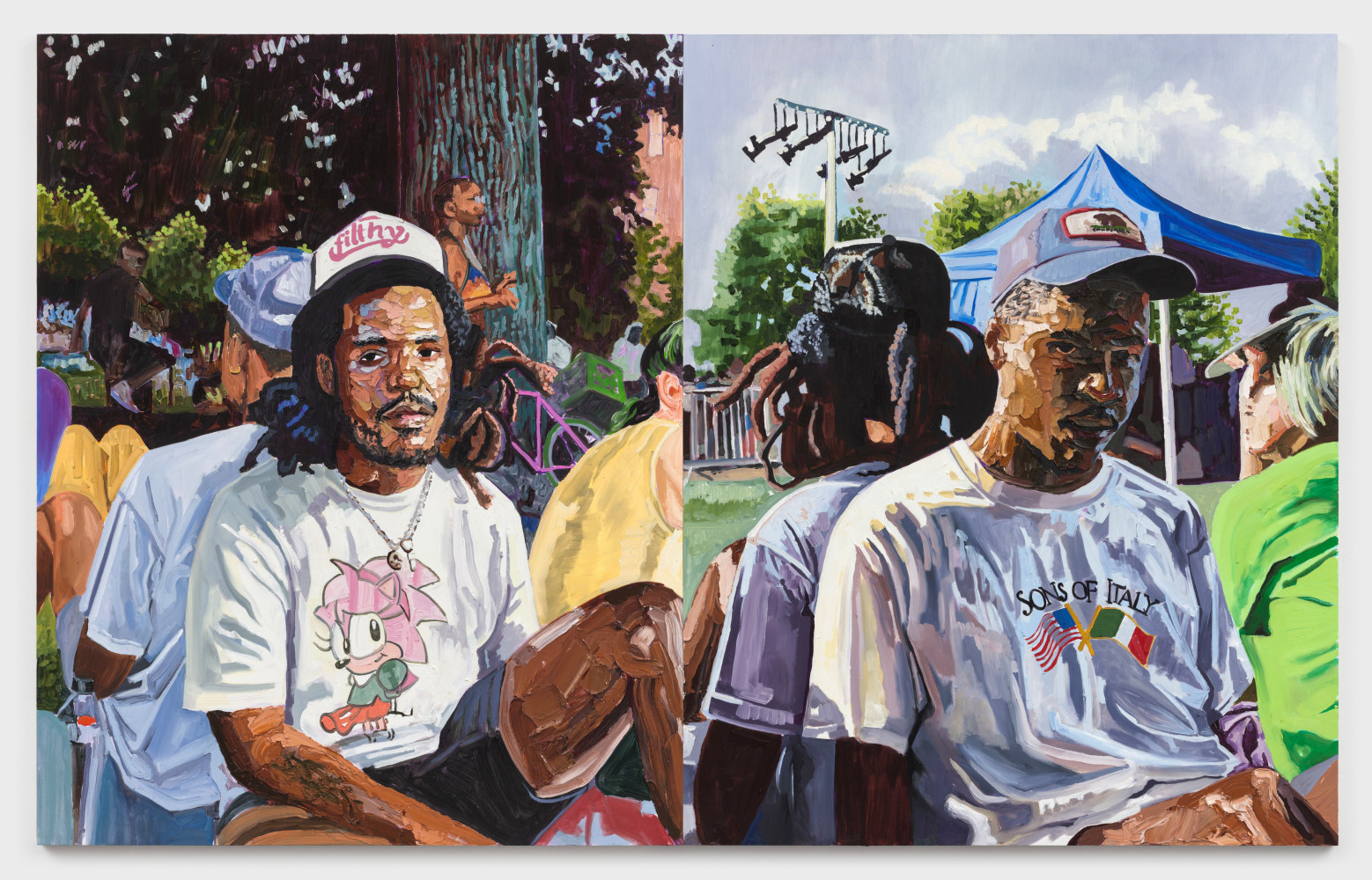 Gerald Lovell
Matt, Sean (a day at Herbert Von King park), 2022
oil on panel
two panels, each:
60 x 48 ins.
152.4 x 121.9 cm