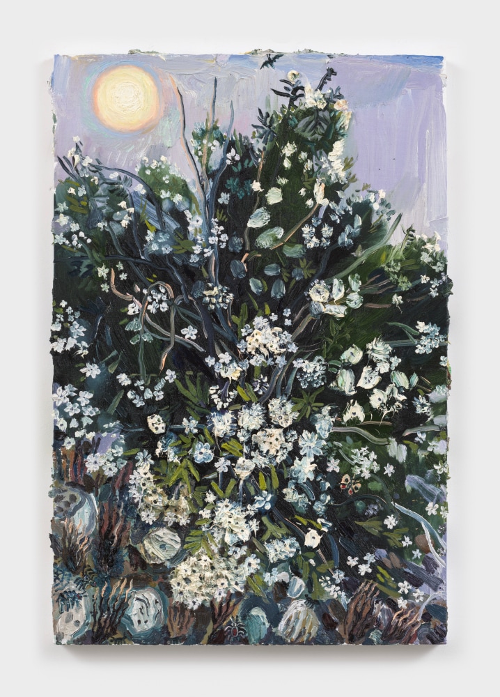 Allison Schulnik
Oleander Moon #2, 2021
oil on canvas stretched over panel
36 x 24 ins.
91.4 x 61 cm