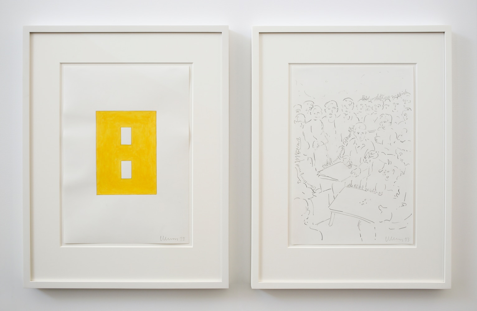Franz Erhard Walther
Untitled (B), 2013
two drawings: gouache and graphite on paper, graphite on paper
16 1/2 x 11 3/4 ins. each
41.9 x 29.8 cm each