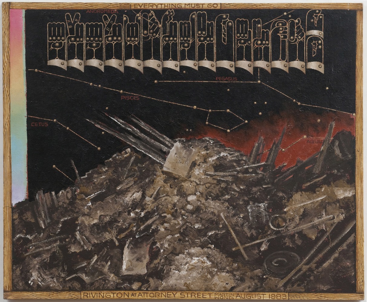 Martin Wong
Everything Must Go, 1983
acrylic on canvas
48 x 60 ins.
121.9 x 152.4 cm