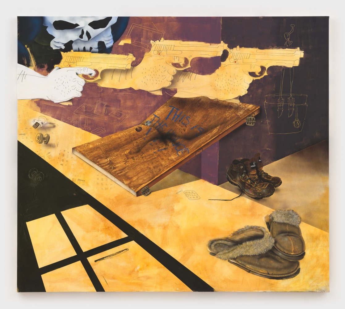 Pat Phillips
This Is The Police!!! / NO NO KNOCK WARRANTS, 2021
acrylic, pencil, oil pastel, airbrush, aerosol paint on canvas
76 x 86 ins.
193 x 218.4 cm