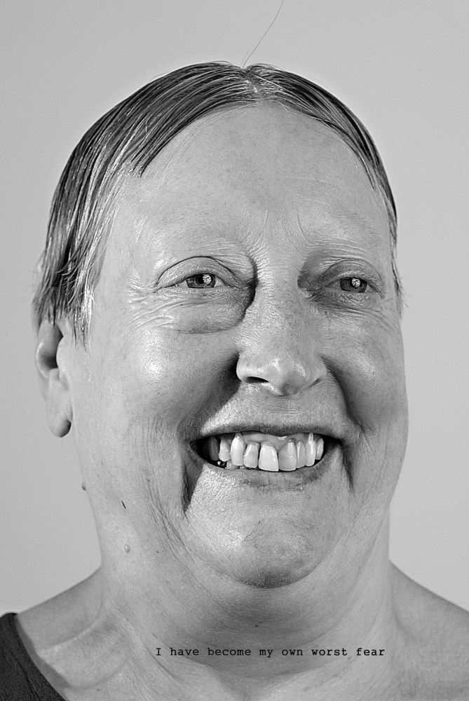 Martha Wilson
I have become my own worst fear, 2009
photographic print on canvas
photograph by Michael Katchen
87 x 44 ins.
220.98 x 111.76 cm