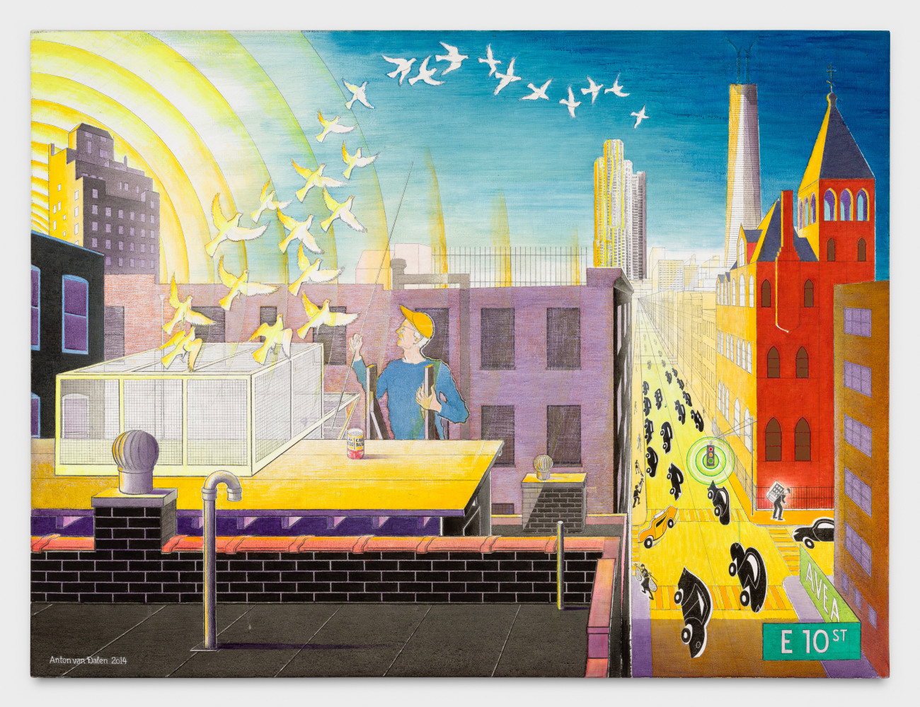 Anton van Dalen
Self-Portrait with Pigeon Coop Looking South, 2014
oil on canvas
48 x 64 ins.
121.9 x 162.6 cm