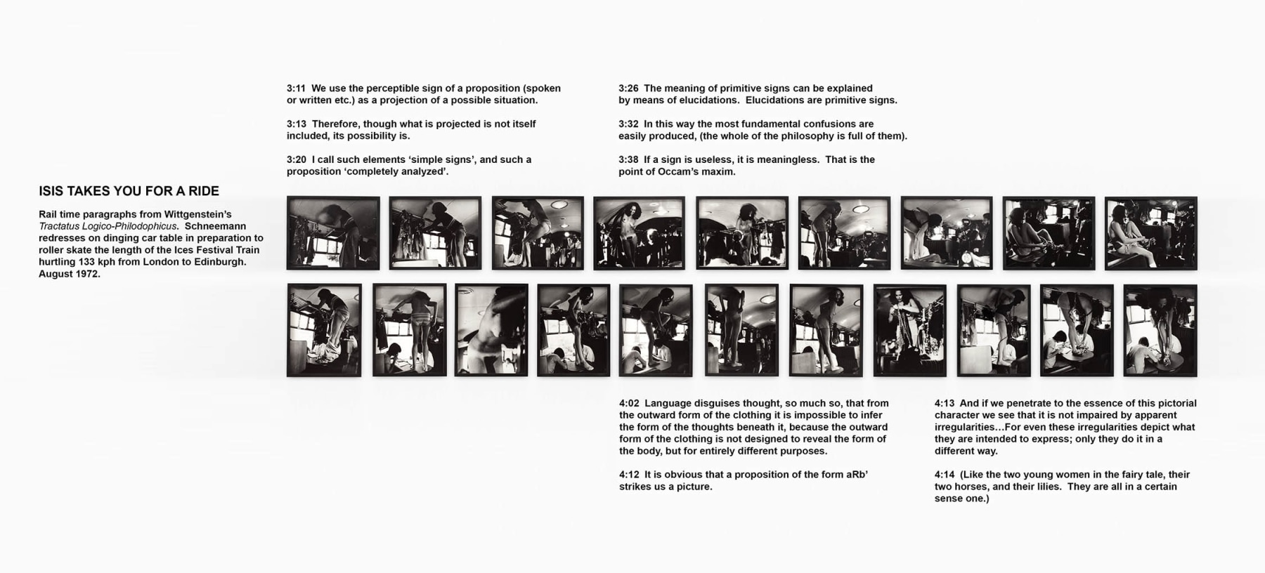 Carolee Schneemann, Ices Strip Train Skating, 1972